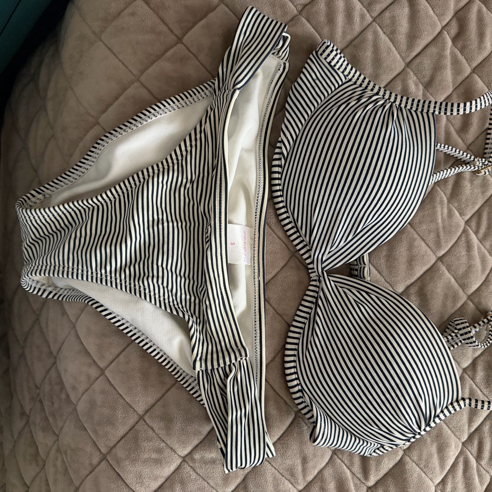 Striped Black and White Bikini Set